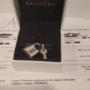 Auth. Pandora *Retired* Sterling Silver Padlock and Key Dangle Charm 790088C02